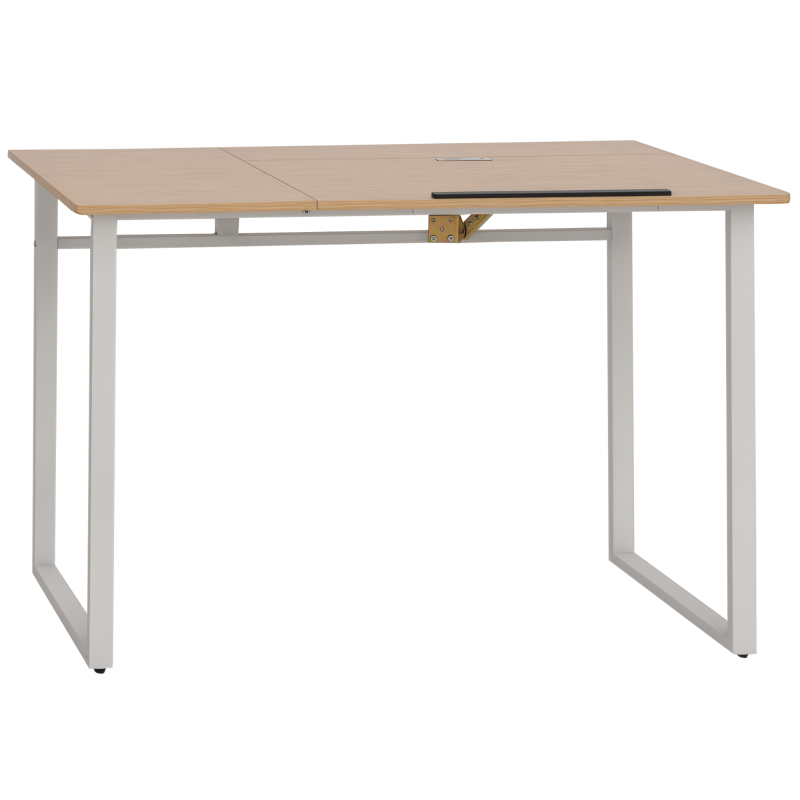 HOMCOM Modern Drafting Drawing Table with Adjustable Tiltable Tabletop, Writing Office Desk Artist Workstation, Oak