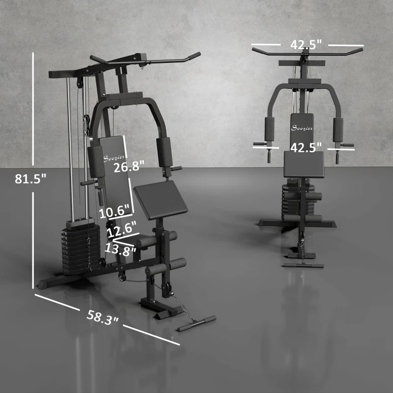 Soozier Multifunction Home Gym System, Workout Station with 99Lbs Weight Stack, for Full Body Exercise