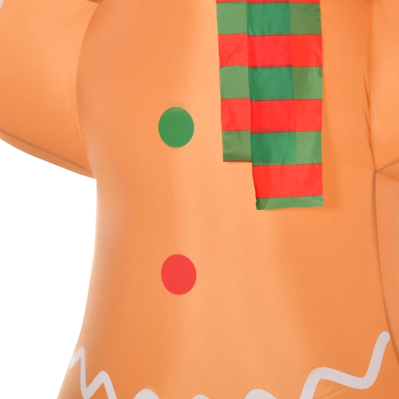 HOMCOM 8ft Christmas Inflatable Gingerbread Man with a Candy Cane, Outdoor Blow-Up Yard Decoration with LED Lights Display