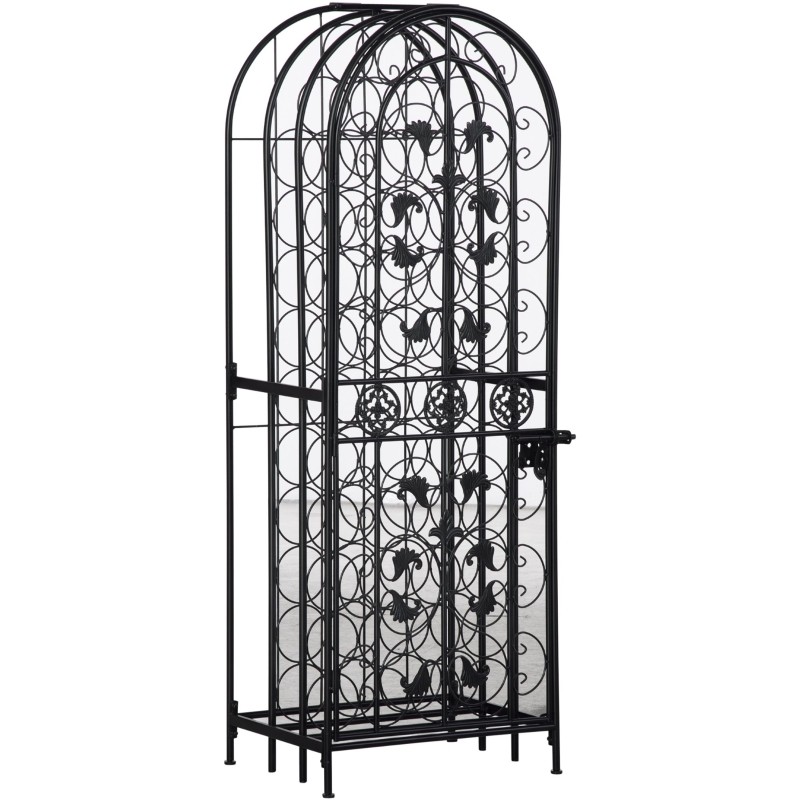 HOMCOM 45-Bottle Modern Wine Organizer Decorative Portable Wrought Iron Wine Rack Jail