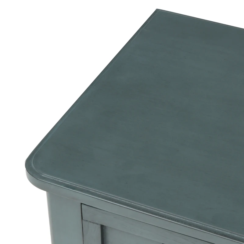 Elegant Narrow Console Table with Storage Drawers, Bottom Shelf, Tapered Legs, Round Knobs, Solid Wood Frame, 24" L x 13" W x 31" H, Navy