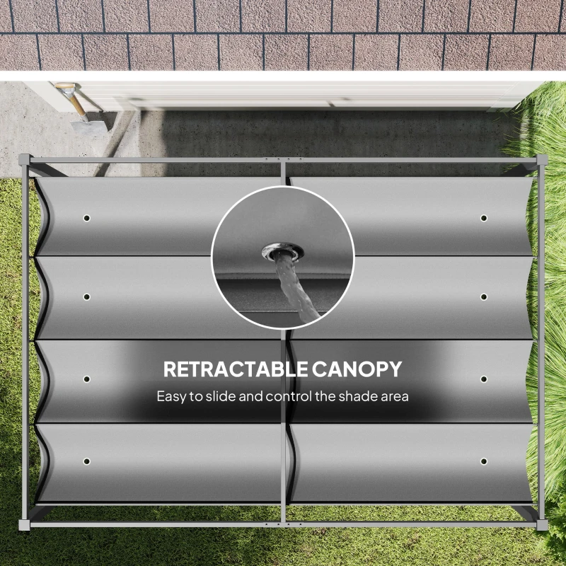 Outsunny 10x7ft Pergola with Retractable Roof Outdoor Patio Sun Shelter Garden Grape Tent Water-resistant Yard Shade Grey