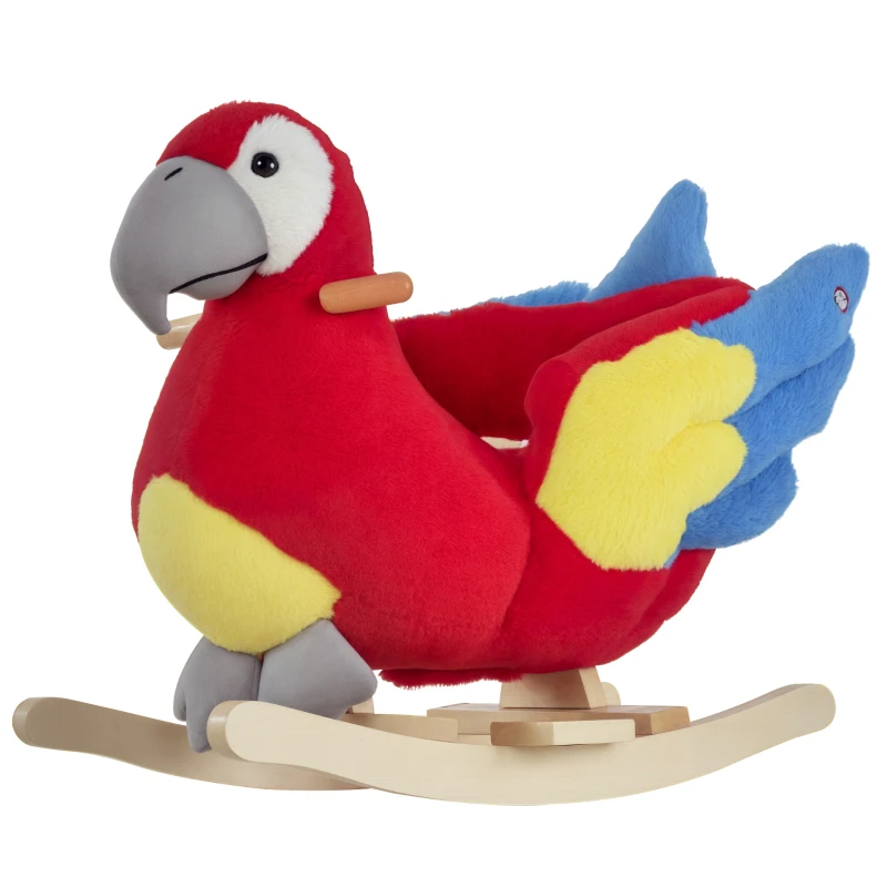 Qaba Kids Ride-On Rocking Horse Toy Parrot Style Rocker with Fun Music & Soft Plush Fabric for Children 18-36 Months