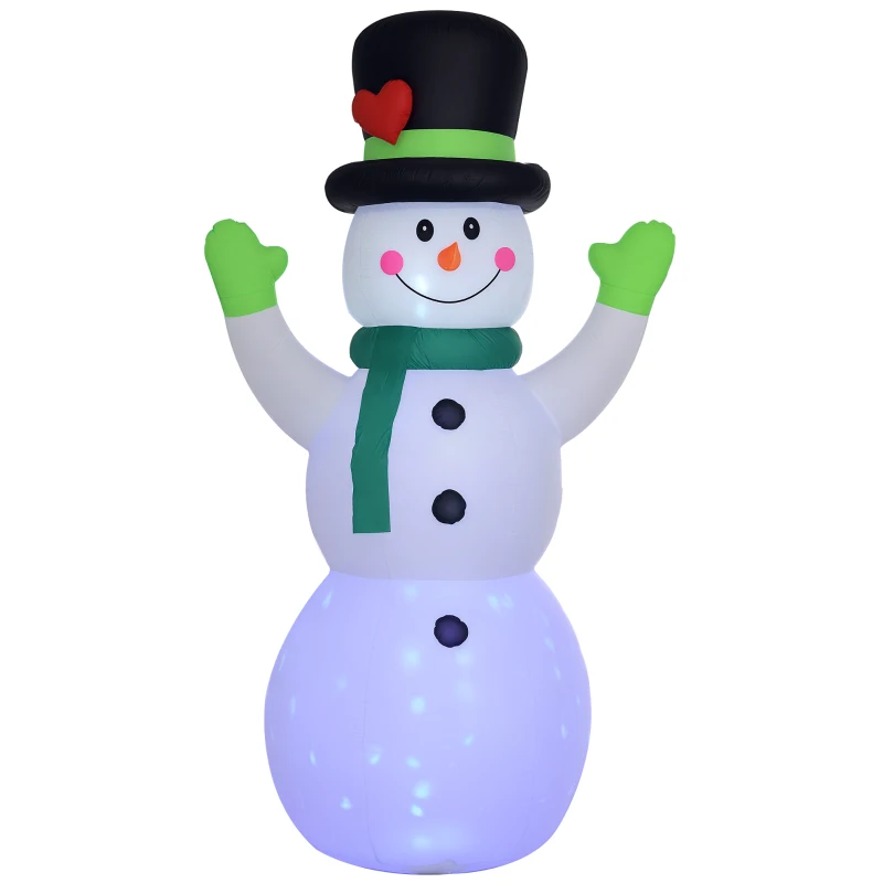 Outsunny 10FT Christmas Inflatables Cheerful Snowman in Black Hat, Blow Up Outdoor Christmas Decorations with LED Yard Display
