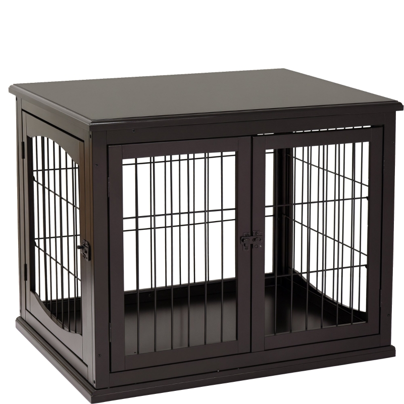 PawHut 26'' Decorative Dog Cage Wooden Pet Crate Kennel with
