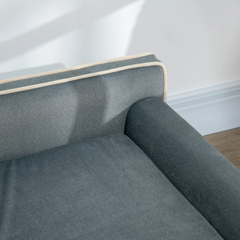 PawHut Elevated Dog Sofa Bed, Cat Couch with Cushion, Washable Cover, Wooden Legs, for Medium & Large Dogs, Dark Grey