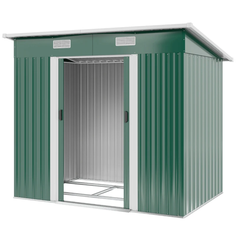 Outsunny 7' x 4' Metal Outdoor Storage Shed, Garden Tool Lockable Shed, Utility Storage Unit, Dark Green