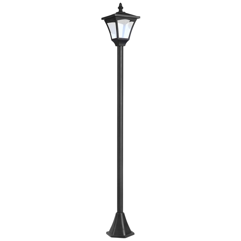Outsunny Single Solar Lamp Post Garden Solar-Powered LED Streetlight Style Outdoor Light Waterproof 5-6 Hours with Base for Lawn Pathway Walkway 47"H, Black