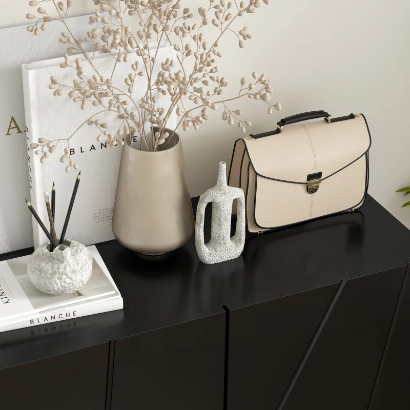 HOMCOM Narrow Shoe Storage Cabinet with Soft-Close Hinges and Adjustable Shelves for 15-20 Pairs of Shoes, High Gloss Black