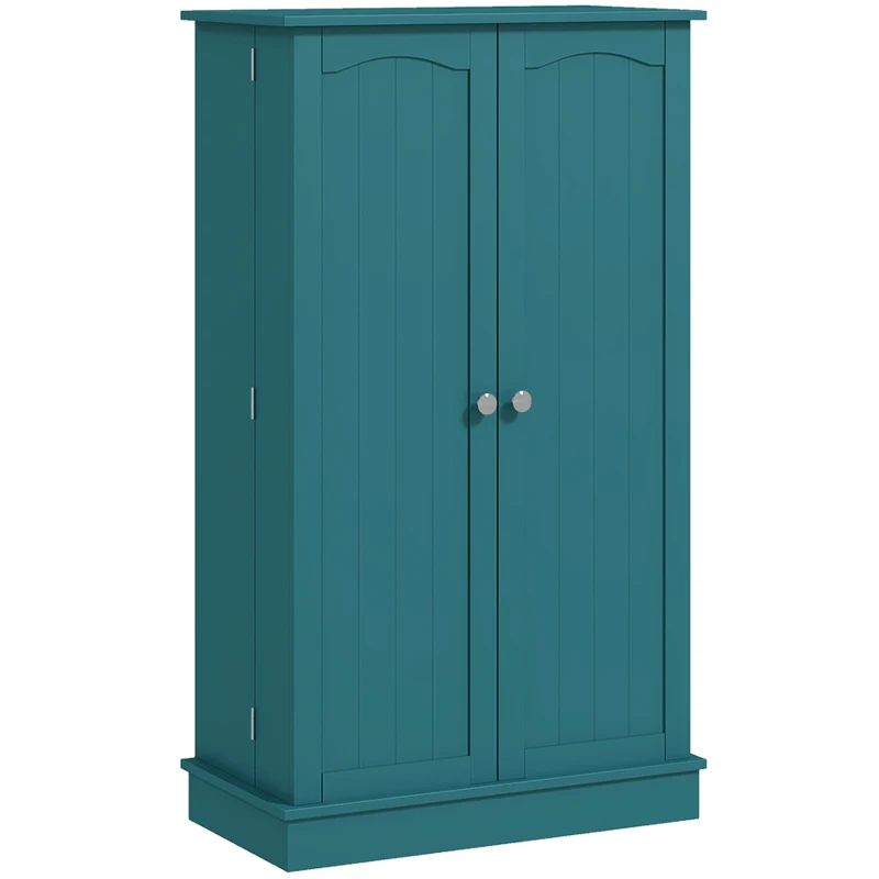 HOMCOM 41" Storage Cabinet, 2-Door Kitchen Pantry Cabinet with 5-tier Shelving, 12 Spice Racks, Adjustable Shelves, Teal Blue
