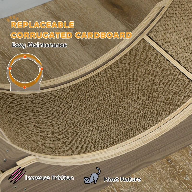 PawHut 36" Cat Wheel for Indoor Cats with Brake, Scratching Pads, Walnut