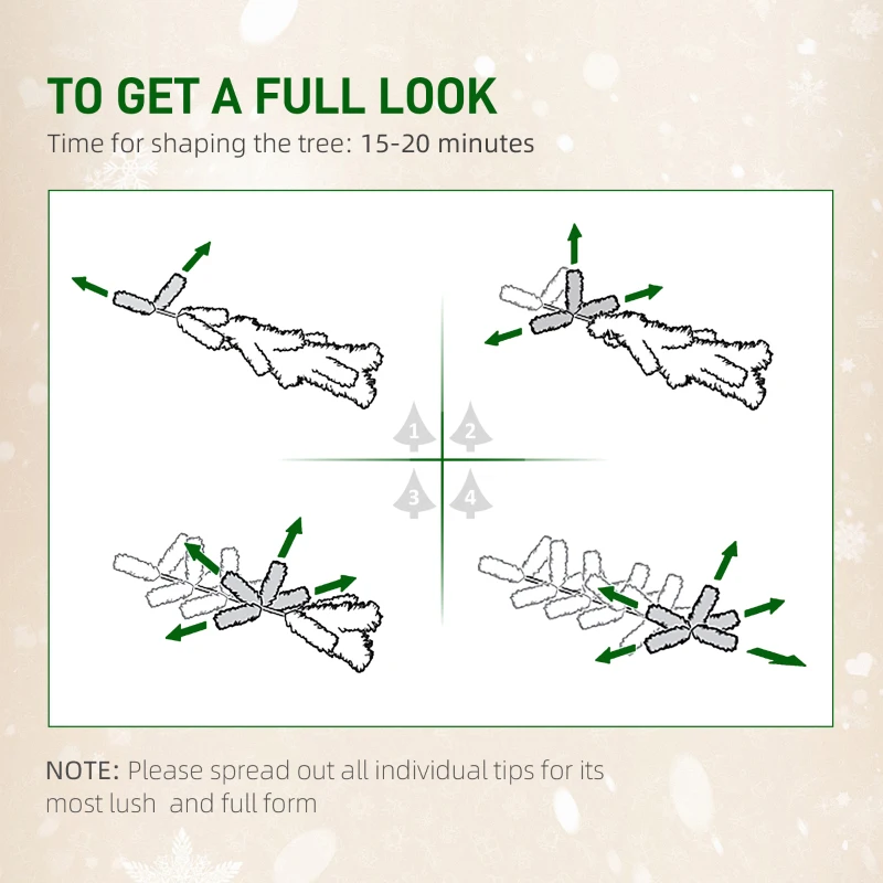 HOMCOM 6ft Pre-Lit Snow-Flocked Slim Douglas Fir Artificial Christmas Tree with Realistic Branches, 250 LED Lights and 462 Tips