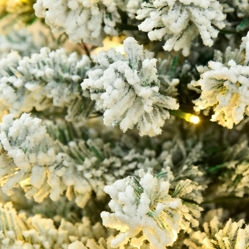 HOMCOM 6ft Pre-Lit Snow-Flocked Slim Douglas Fir Artificial Christmas Tree with Realistic Branches, 250 LED Lights and 462 Tips