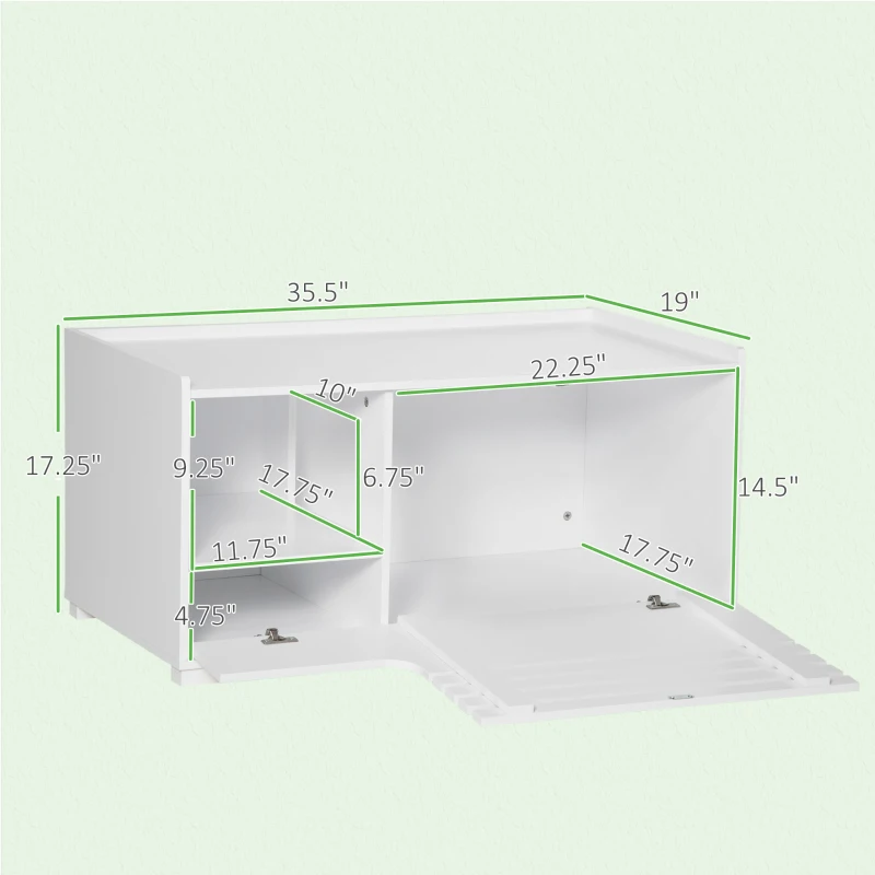 PawHut Cat Litter Box Enclosure with Spacious Interior, Cat Washroom Storage End Table for Indoor Cats with Hidden Storage Cabinet Space, Elevated Bottom, White