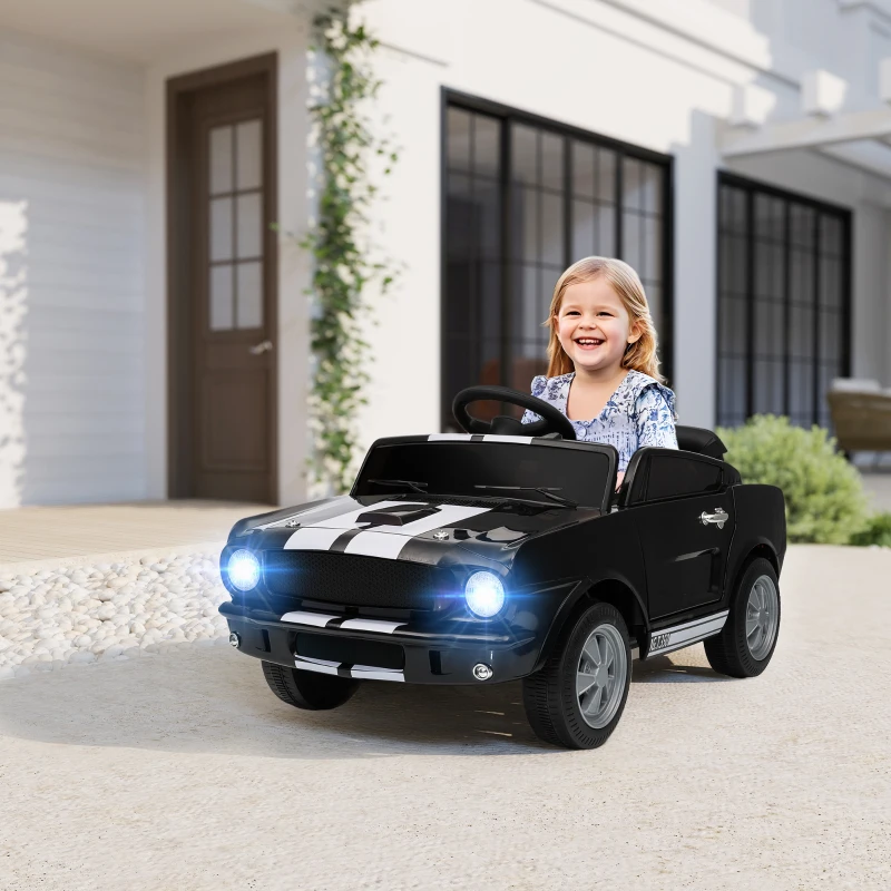 Qaba Licensed Ford Shelby GT 350 Kids Ride On Car with Remote Control, Adjustable Speed, MP3, Smooth Start, LED Lights, Black