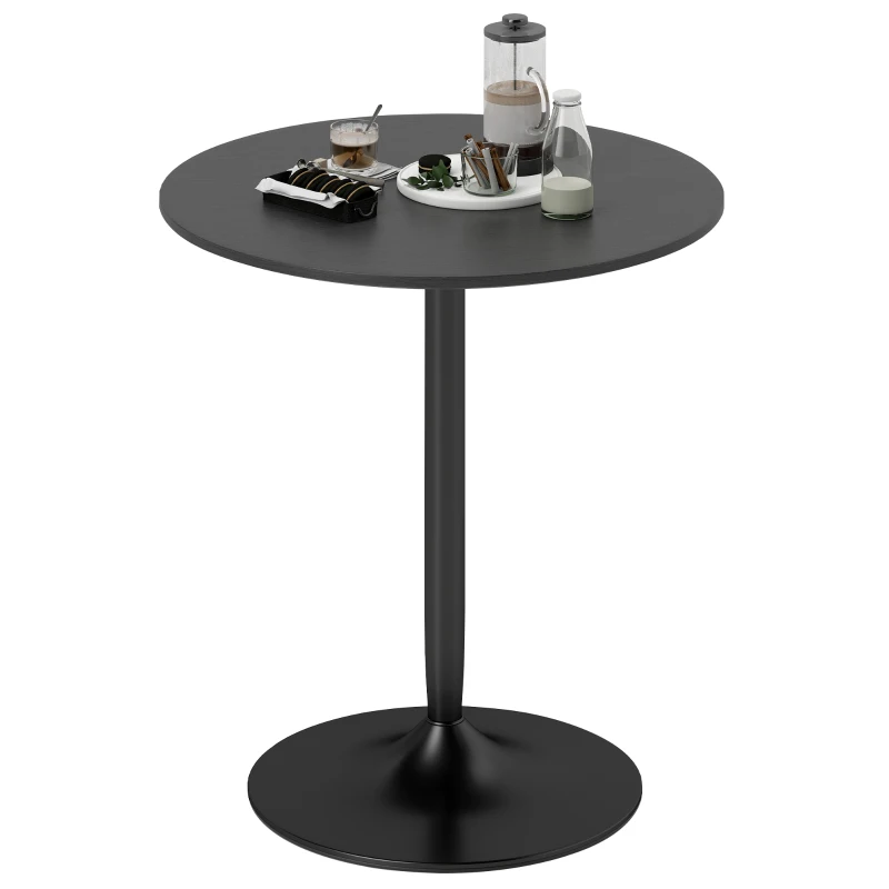 HOMCOM 27.6" Round Kitchen Table for 2, Modern Small Dining Table with Wood Veneer, Steel Base for Dining Room, Black