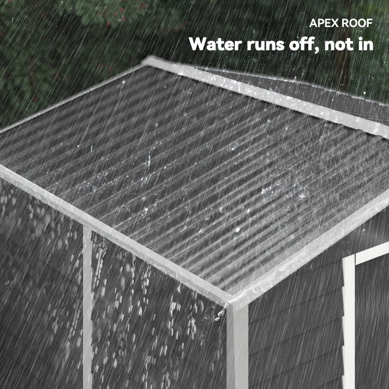 Outsunny 8' x 7' Outdoor Storage Shed, Easy to Assemble, Upgraded Galvanized Metal Garden Shed with Lockable Doors, Floor Frame and Gloves for Backyard, Lawn, Patio, Dark Grey