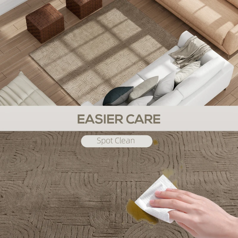 HOMCOM 5x7 Area Rug, Luxurious Faux Fur Rug, Non-Slip Floor Carpet for Living Room, Bedroom, Dining Room, Tan