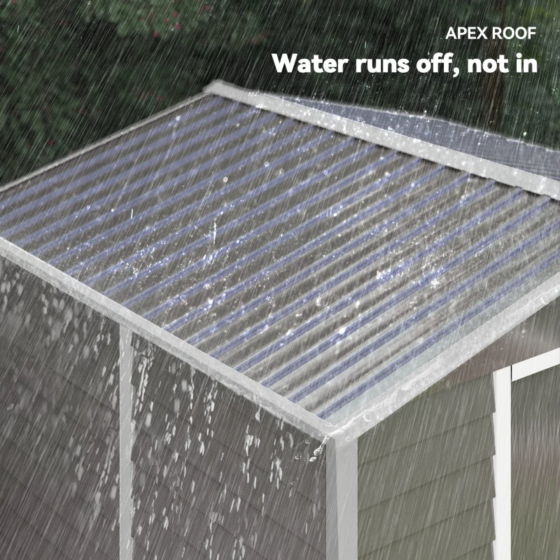 Outsunny 8' x 7' Outdoor Storage Shed, Easy to Assemble, Upgraded Galvanized Metal Garden Shed with Lockable Doors, Floor Frame and Gloves for Backyard, Lawn, Patio, Light Grey