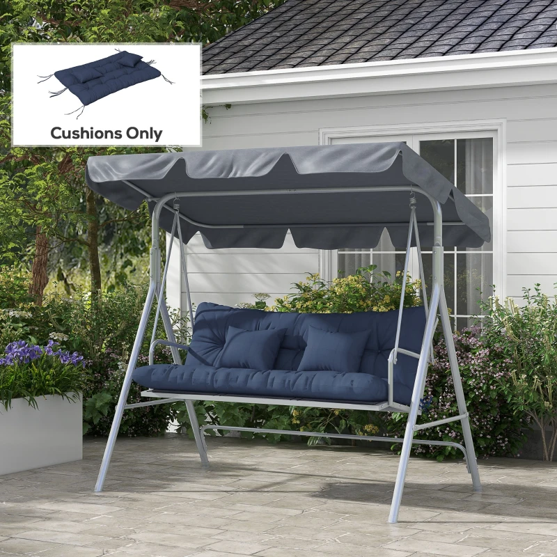 Outsunny 4-Piece Back and Seat Cushion Pillows Replacement and Pillows, Patio Chair Cushions Set with Ties, Navy Blue