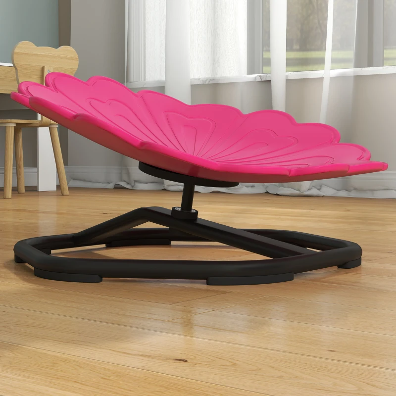 Qaba Flower-Shaped Kids Swivel Chair, Non-Slip Sit and Spin Sensory Chair for Training Body Coordination, Pink