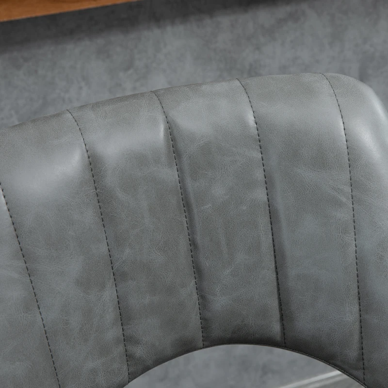 HOMCOM Bar Stools Set of 2, Swivel Counter Height Barstools with Adjustable Height, Faux Leather Upholstered Bar Chairs with Round Metal Base and Footrest, Grey