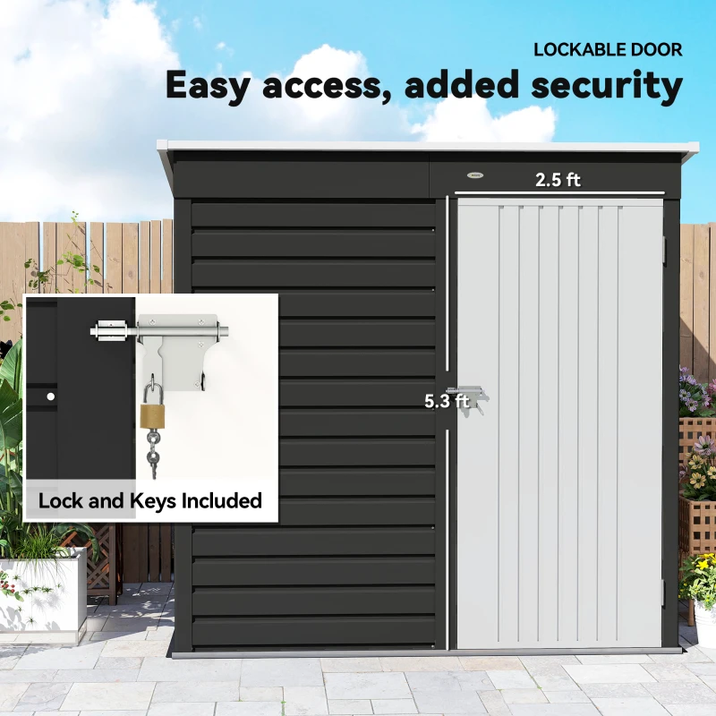 Outsunny 6' x 4' Outdoor Garden Shed, Metal Storage Shed with Lockable Door and Gloves for Backyard Garden Patio, Dark Gray