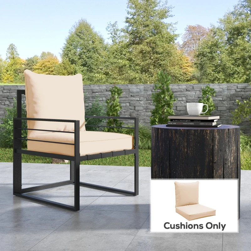 Outsunny Patio Chair Cushions, Thick Deep Seat Outdoor Seat Cushion with Back Cushion, Beige