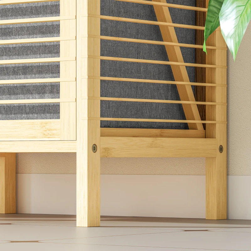 HOMCOM Bamboo Laundry Cabinet, Tilt Out Laundry Hamper with Removable Basket and Open Shelves, Natural