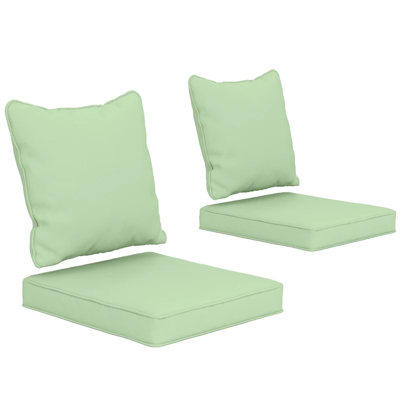 Outsunny Seat Cushion Back Pillows Replacement Set of 2, Patio Chair Cushions Set for Indoor Outdoor, Green