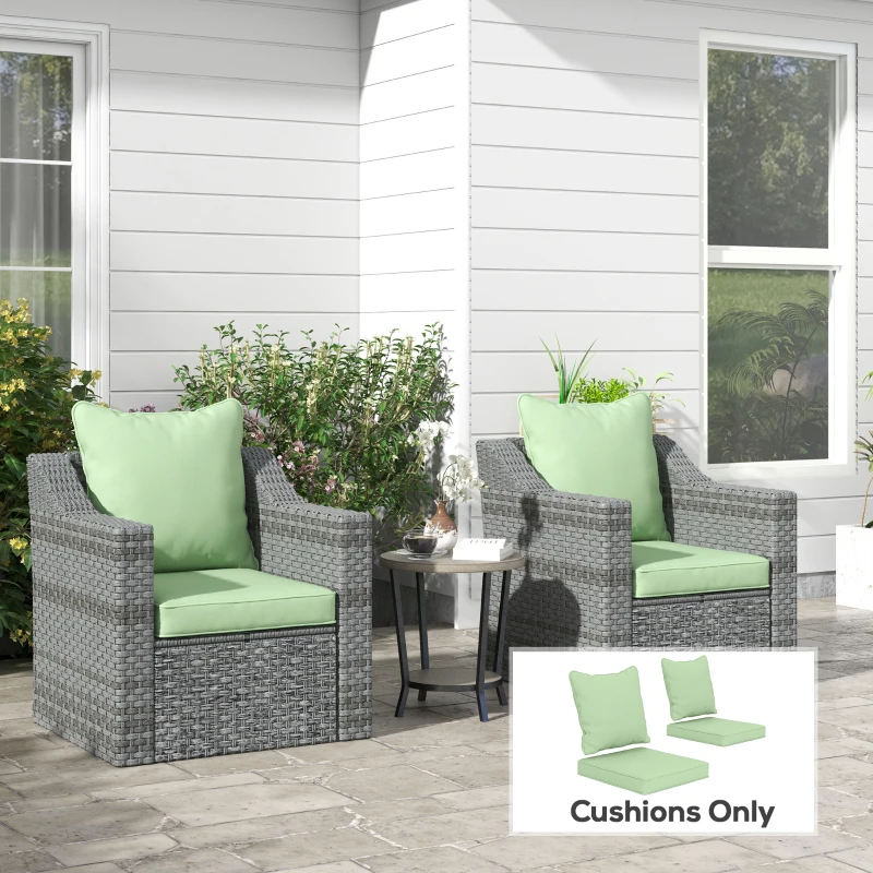 Outsunny Seat Cushion Back Pillows Replacement Set of 2, Patio Chair Cushions Set for Indoor Outdoor, Green