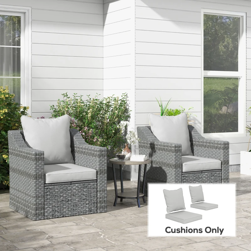 Outsunny Seat Cushion Back Pillows Replacement Set of 2, Patio Chair Cushions Set for Indoor Outdoor, Light Grey