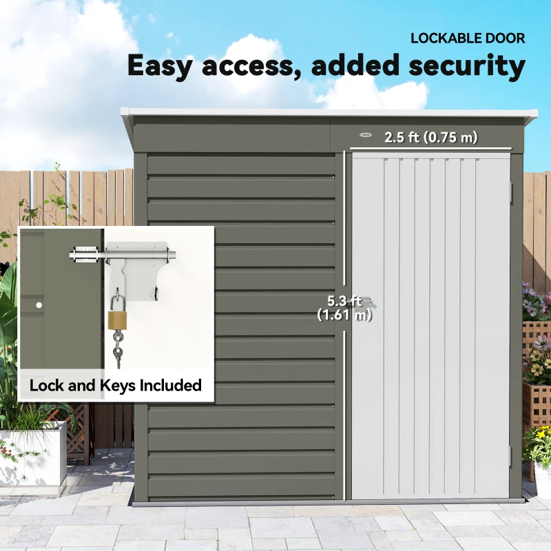 Outsunny 6' x 4' Outdoor Garden Shed, Metal Storage Shed with Lockable Door and Gloves for Backyard Garden Patio, Light Gray