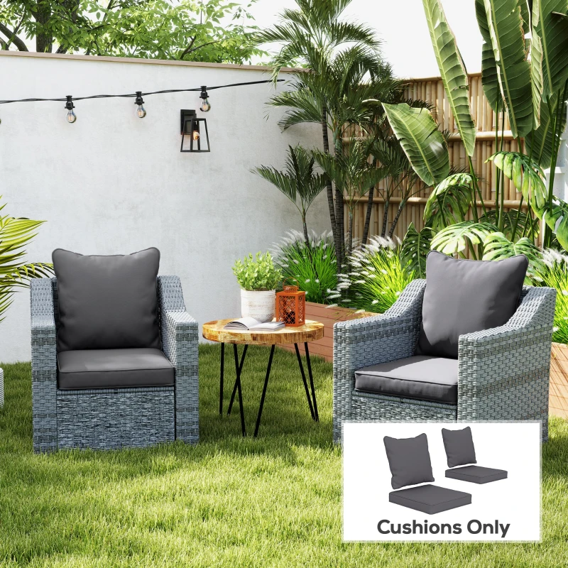 Outsunny Seat Cushion Back Pillows Replacement Set of 2, Patio Chair Cushions Set for Indoor Outdoor, Dark Grey