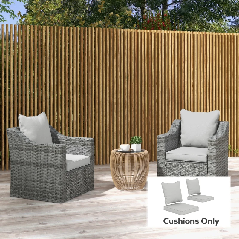 Outsunny Seat Cushion Back Pillows Replacement Set of 2, Patio Chair Cushions Set for Indoor Outdoor, Light Grey