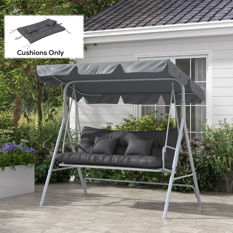Outsunny 4-Piece Back and Seat Cushion Pillows Replacement and Pillows, Patio Chair Cushions Set with Ties, Grey