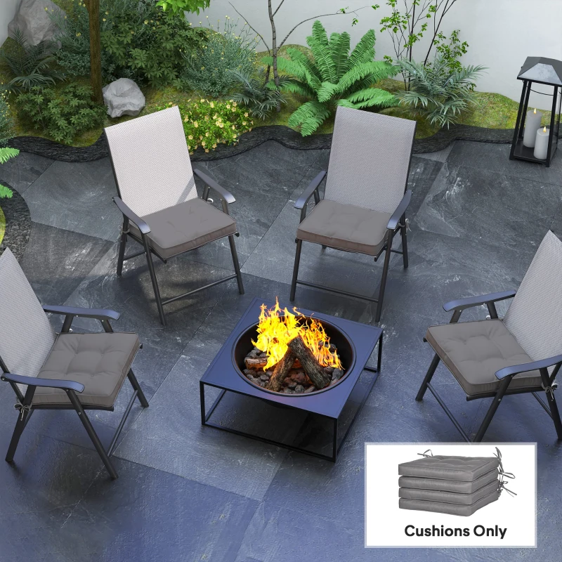 Outsunny Replacement Cushions for Rattan Furniture, 4 Piece Outdoor Seat Cushion Pad for Patio Set, Dark Grey