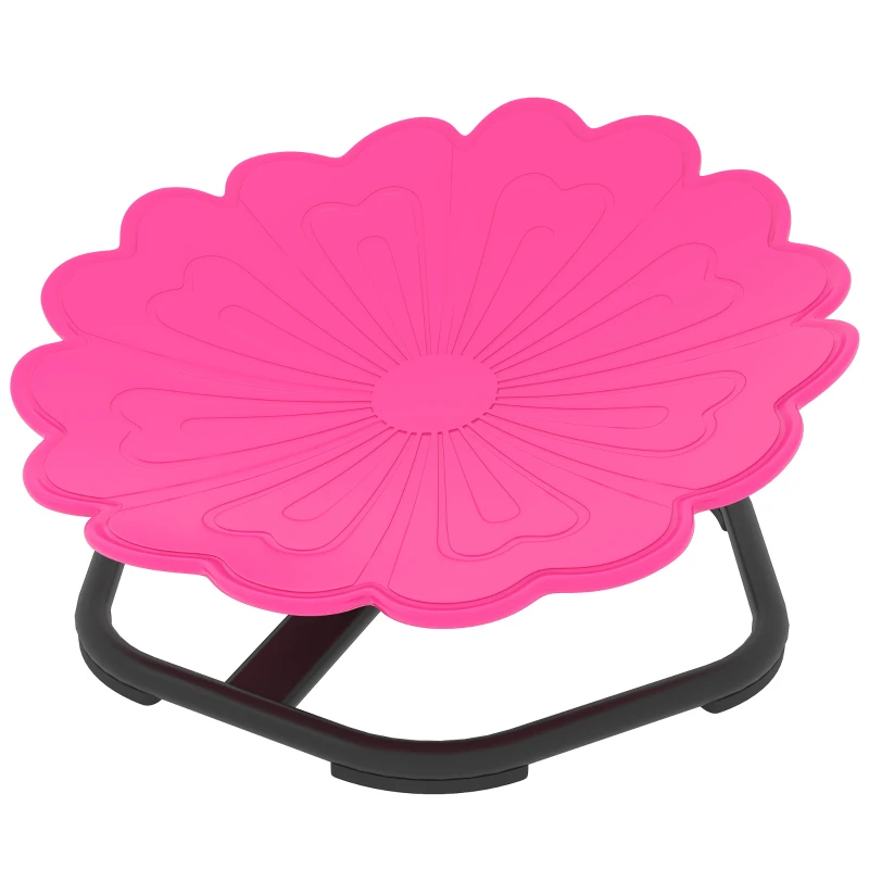 Qaba Flower-Shaped Kids Swivel Chair, Non-Slip Sit and Spin Sensory Chair for Training Body Coordination, Pink
