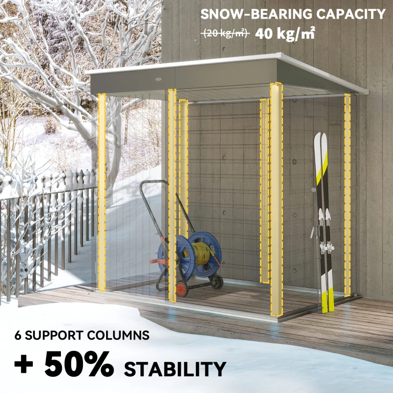 Outsunny 6' x 4' Outdoor Garden Shed, Metal Storage Shed with Lockable Door and Gloves for Backyard Garden Patio, Light Gray