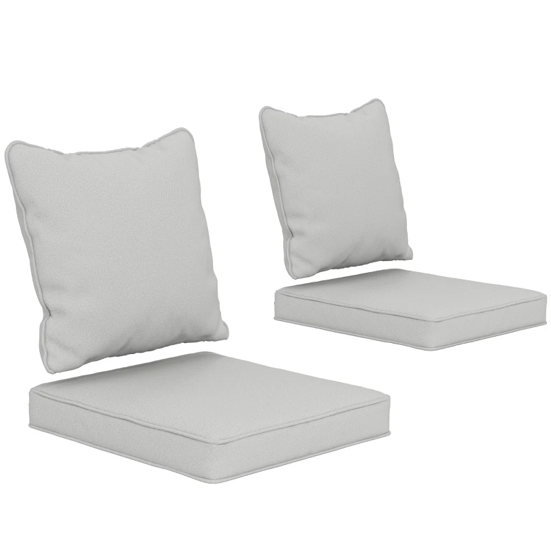 Outsunny Seat Cushion Back Pillows Replacement Set of 2, Patio Chair Cushions Set for Indoor Outdoor, Light Grey