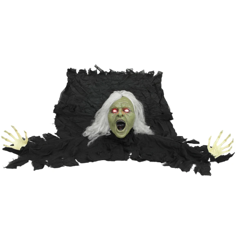 Outsunny 72" Life Size Halloween Animated Crawling Zombie with Glowing LED Eyes, Battery Operated, Indoor Outdoor Party Props