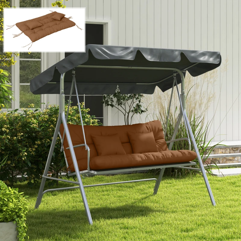 Outsunny 59" Tufted Bench Cushions & Throw Pillows, Replacement Bench Seat Pad, Back & 2 Pillows for Outdoor Furniture, Tan