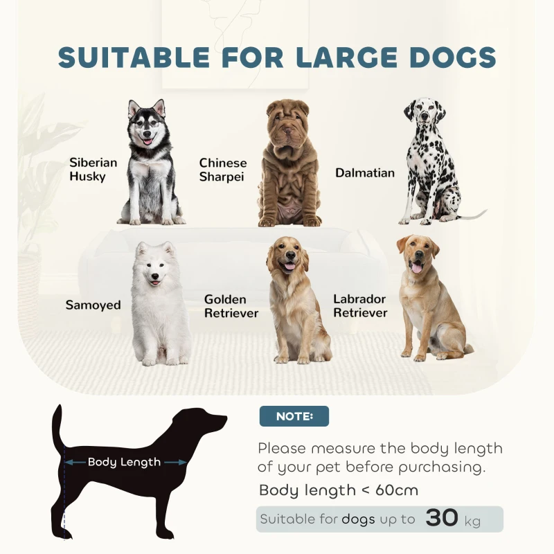 PawHut Washable Dog Sofa for Large Dogs, Elevated Pet Couch with Anti-slip Foot Pads, Dark Blue