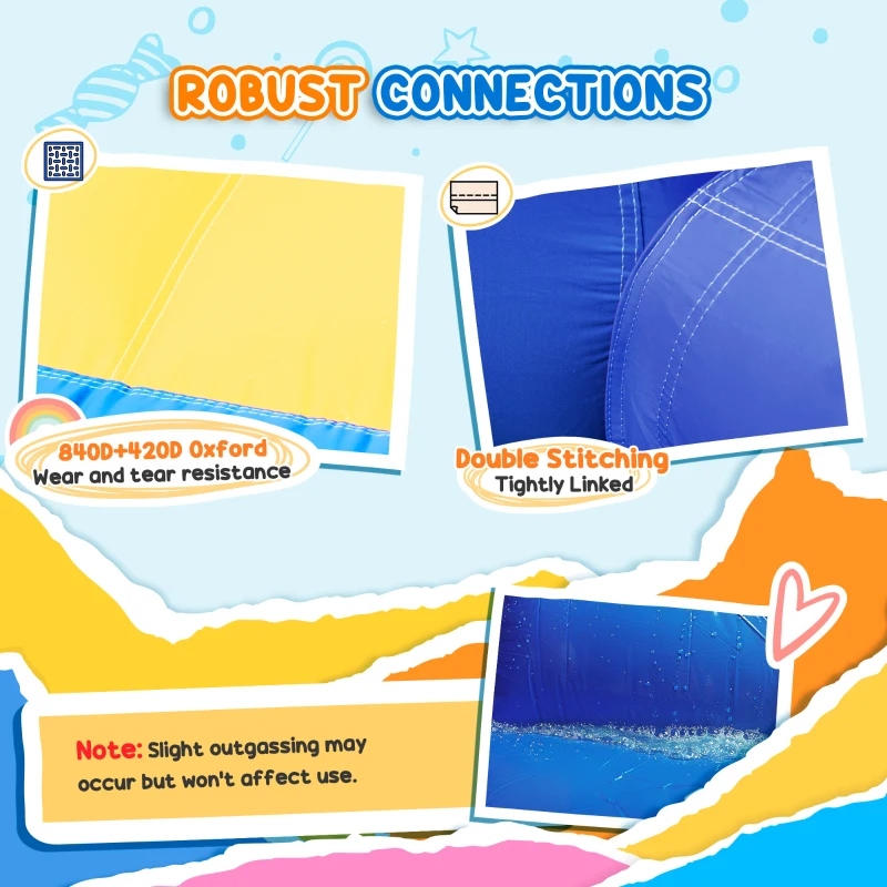 Qaba 6 in 1 Inflatable Water Slide Park with Splash Pools, 2 Slides, Trampoline, Climbing Wall, Cannon, Basketball Hoop