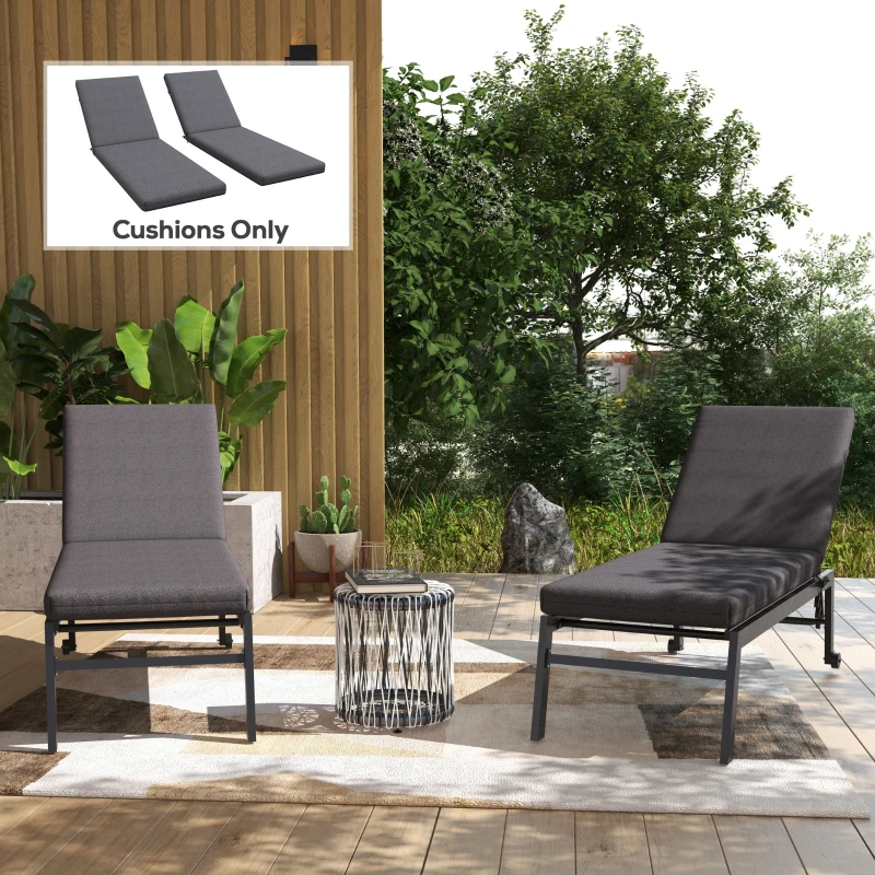 Outsunny 2-Piece Back and Seat Cushion Pillows Replacement, Patio Chair Cushions Set with Ties for Indoor Outdoor, Grey