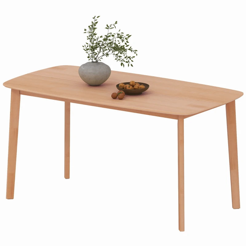 HOMCOM Pine Wood Dining Table for 6, 47" Rustic Rectangular Kitchen Table with Large Tabletop for Dining Room, Natural