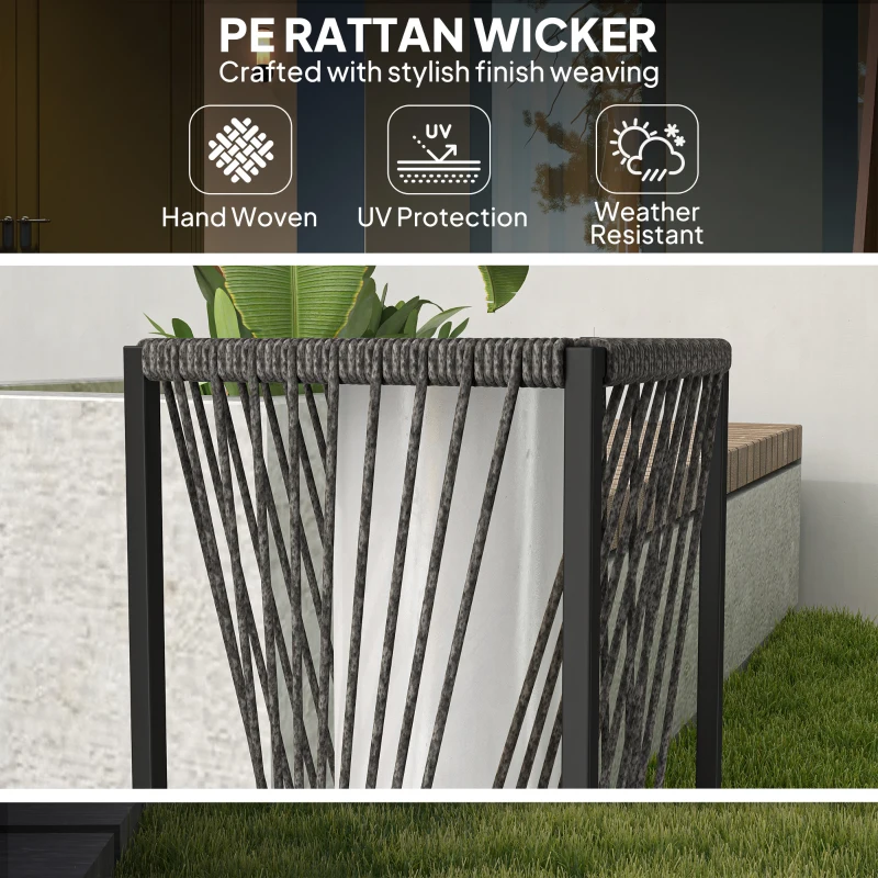 Outsunny Rattan Solar Floor Lamp, Decorative Outdoor Lamp with Auto On/Off LED Lights, IP44 for Patio, Porch, Pathway, Grey