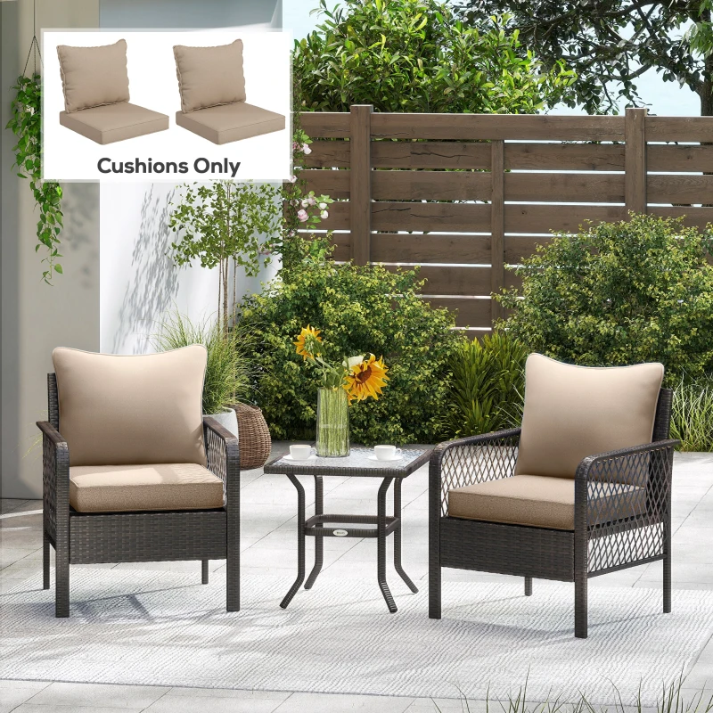 Outsunny 4 Patio Chair Cushions with Seat & Backrest, Fade Resistant Seat Replacement Cushion Set, Beige