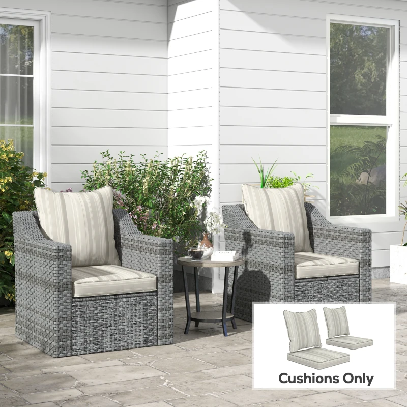 Outsunny Seat Cushion Back Pillows Replacement Set of 2, Patio Chair Cushions Set for Indoor Outdoor, Grey