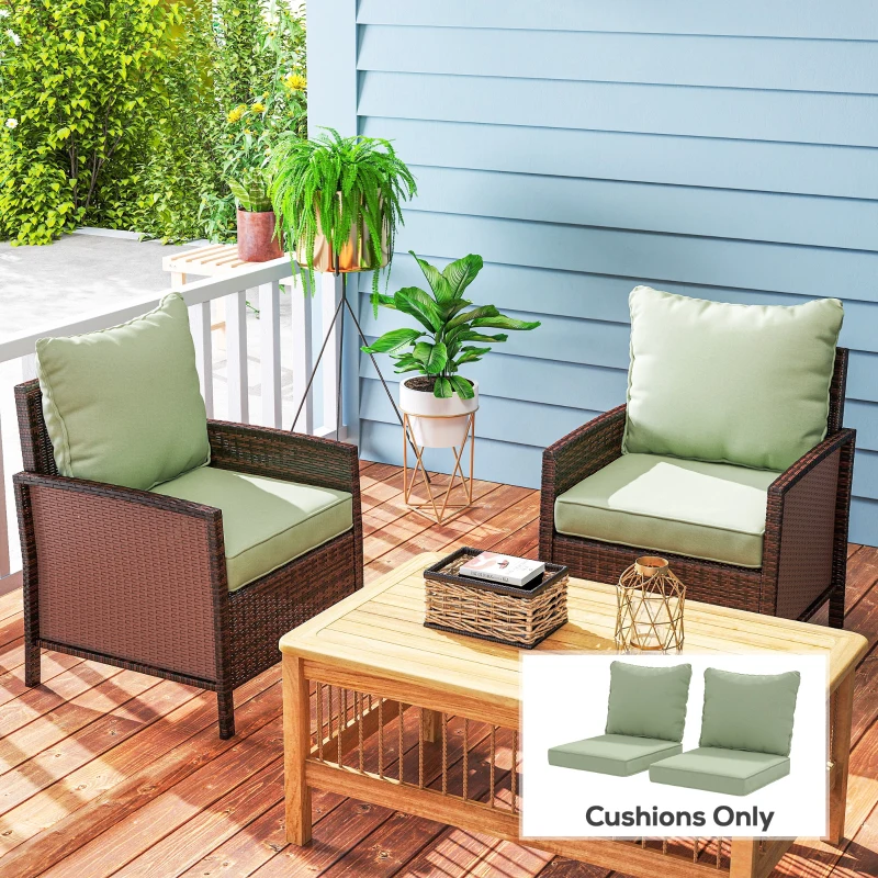 Outsunny 4-Piece Seat Cushion Pillows Replacement, Patio Chair Cushions Set with Back for Indoor Outdoor, Green